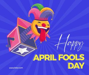 greeting, celebration, festival, Blue Smiling Illustrated April Fools' Day Facebook Post Template