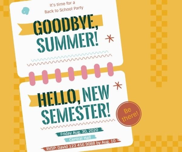 new, semester, education, Orange Background Of Back To School Party Facebook Post Template