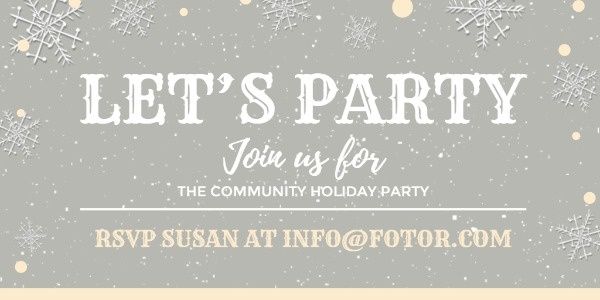 holiday, snow, winter, White And Grey Christmas Party Twitter Post Template