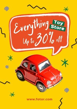 up to, star, play, Yellow Toy Store Discount Poster Template