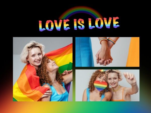色彩缤纷的LGBT爱情情侣情人节拼贴画 社交拼图 4:3