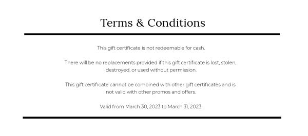 Store Sales Gift Certificate