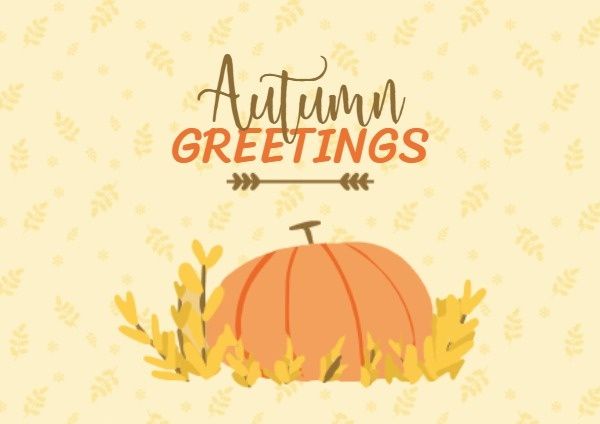 fall, season, pumpkin, Autumn Greetings  Postcard Template