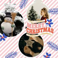happy, sun, heart, Pink And White Winter Christmas Collage Instagram Post Template