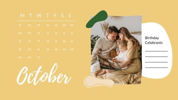 黄色の家族カレンダー カレンダー