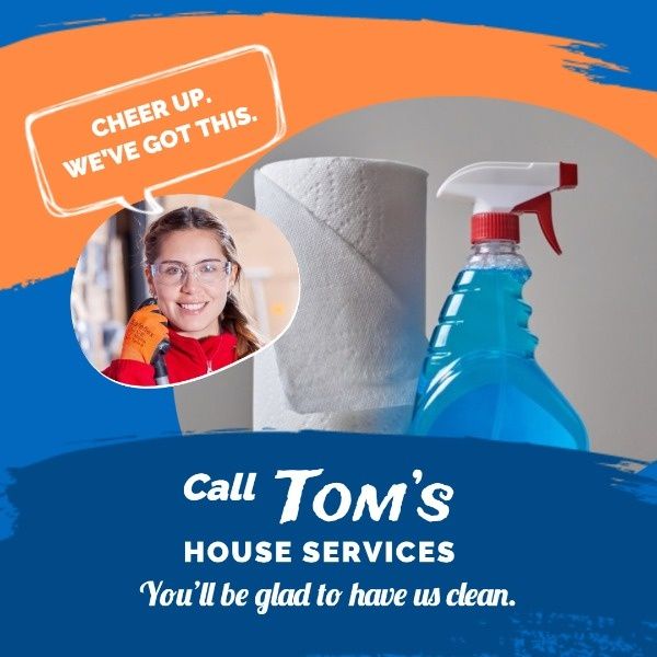 house services, cleaner, housework, Blue Cleaning Services Instagram Post Template