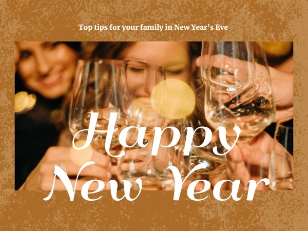 ゴールド新年家族祝賀カード メッセージカード