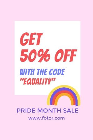 rainbow, retail, shop, Pink Pride Month Sale Pinterest Post Template