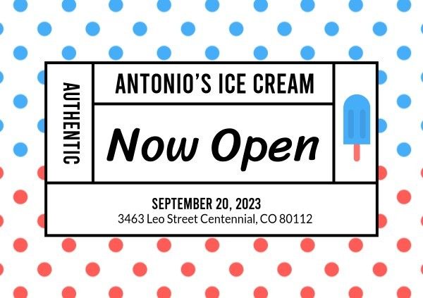 sale, discount, business, Simple Ice Cream Opening Postcard Template