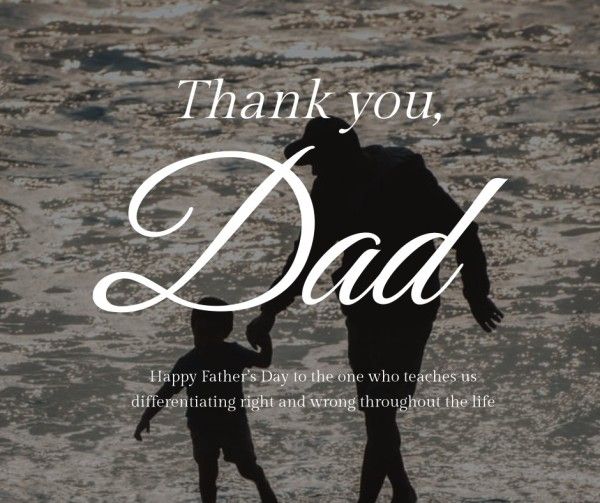 father, fathers day, daddy, Black Thank You Dad Facebook Post Template