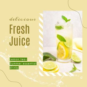 Yellow Fresh Juice Lemon Tea Summer Essential Drinks Instagram Post