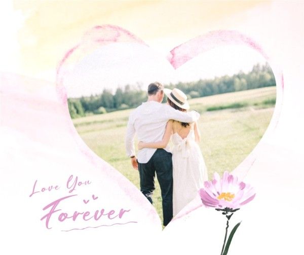 love, illustration, life, Floral Wedding Couple Happy Valentines Day Facebook Post Template