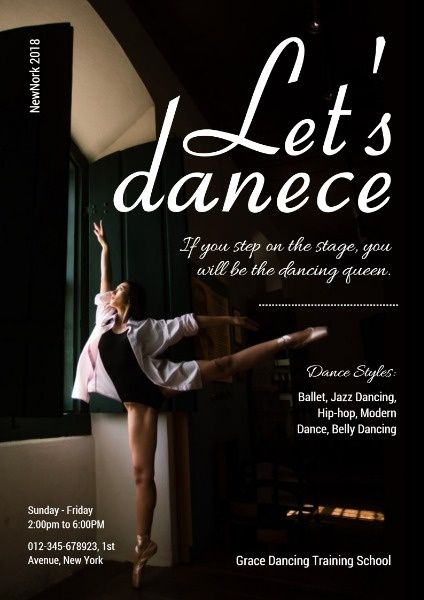 dancing, courses, mentoring, Ballet Dance Training Poster Template