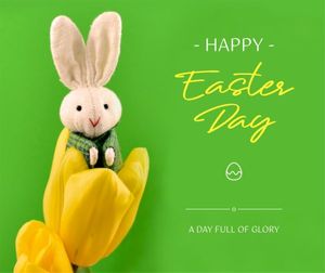 festival, celebration, celebrate, Green And Yellow Cute Easter Greeting Facebook Post Template