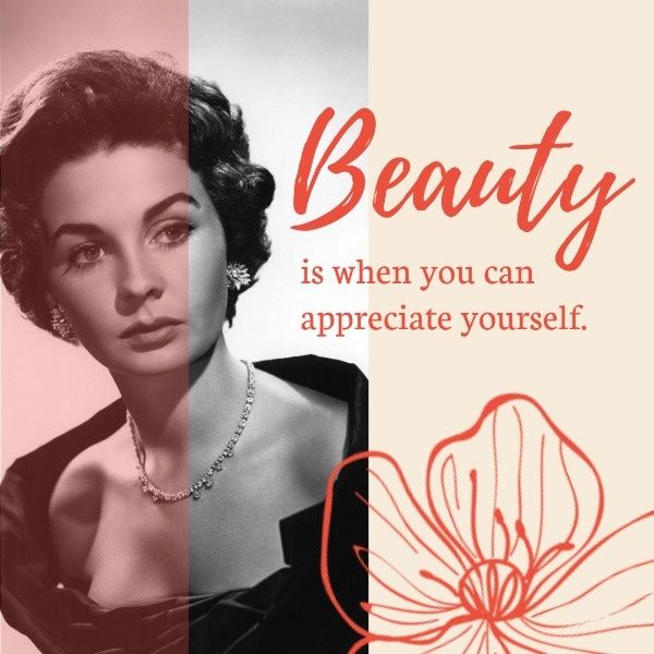 beauty, flower, girl, Vintage Women's Right Quote Instagram Post Template