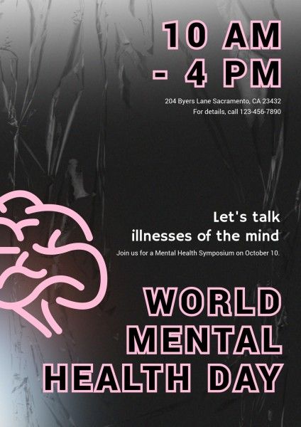 medical, doctor, healthcare, Black World Mental Health Day Poster Template