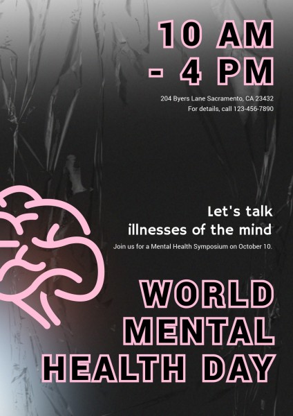 黑色世界心理健康日 英文海报