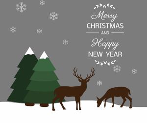 festival, holiday, greeting, Green Tree And Deer Christmas Facebook Post Template