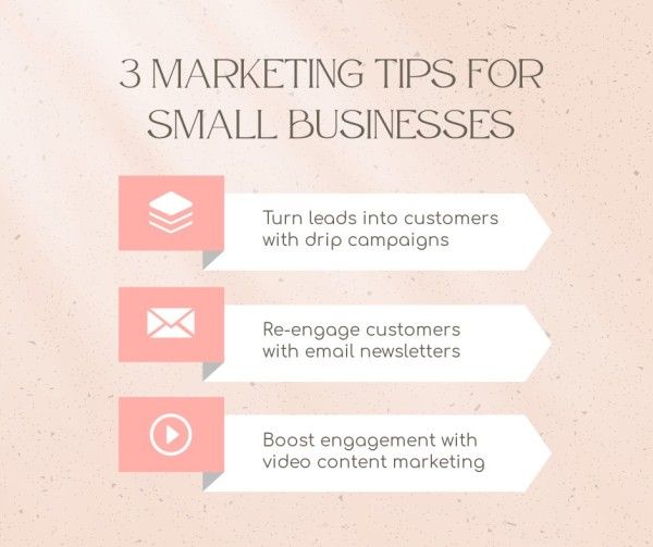 Pink Three Marketing Tips For Small Business Facebook Post