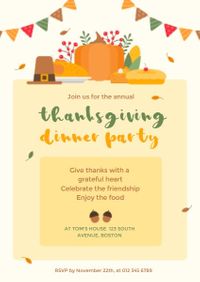 holidays, celebrations, congratulations, Thanksgiving Dinner Invitation Template