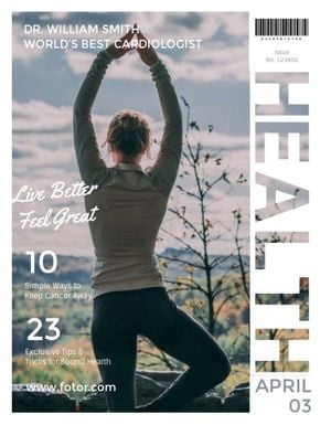 article, healthy, woman, Yoga Health Review Magazine Cover Template
