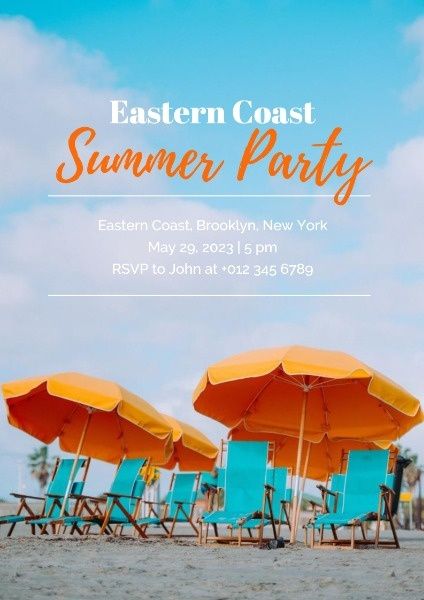 coast, beach, seashore, Summer Sea Party Poster Template