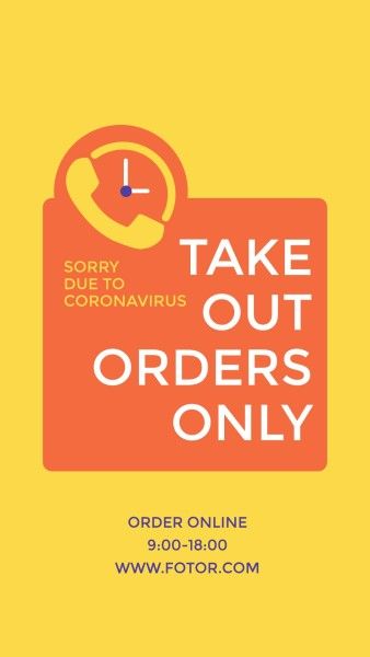 take out, order, medical, Orange Takeout Store Announcement Instagram Story Template