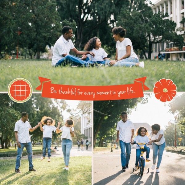 wishes, memory, holiday, Happy Thanksgiving Collage Instagram Post Template