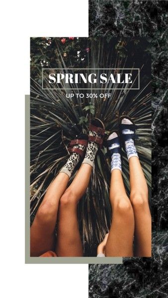 fashion, promotion, business, Marble Background Spring Shoes Sales Instagram Story Template