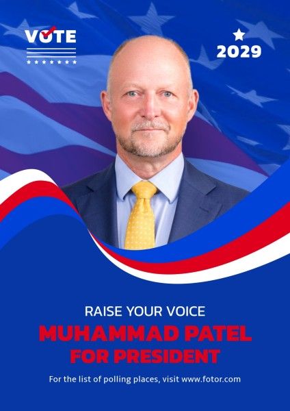 vote, election day, america, Blue Modern Usa Political Election Campaign Poster Template