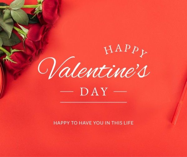 valentine day, valentines day, romantic, Red Flower Valentine Love Wish Facebook Post Template