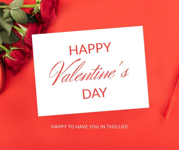 Red Flower Valentine Love Wish Facebook Post