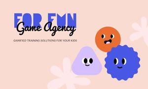 funny, illustration, emoji, Pink Cartoon Game Agency Business Card Template