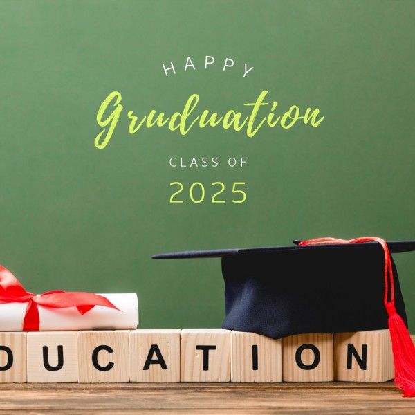 education, academic cap, school, Green Simple Graduation Celebration Instagram Post Template