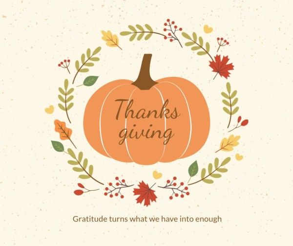 thank you, grateful, gratitude, Floral Pumpkin Vintage Classic Happy Thanksgiving Facebook Post Template