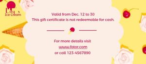 dessert, snack, food, Yellow And Pink Ice Cream Coupon Gift Certificate Template