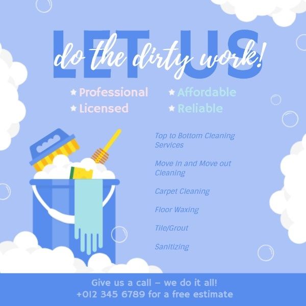 cleaner, dirty work, chore, Local Cleaning Service Instagram Post Template