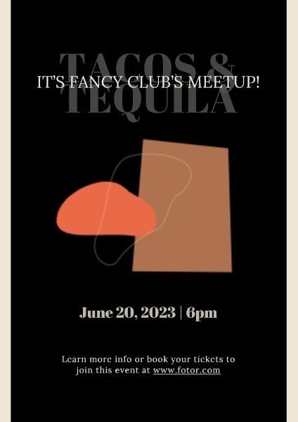 anniversary, happy, life, Black Taco And Tequila Meetup Poster Template
