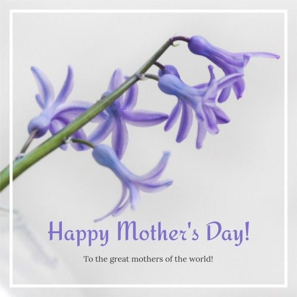 celebration, celebrate, bouquet, Purple Clean Greeting Mother's Day Instagram Post Template