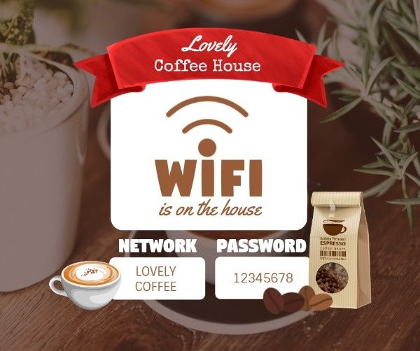 cafe, network, wireless, Coffee House Promotion Facebook Post Template