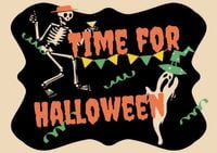 Black Time For Halloween Postcard