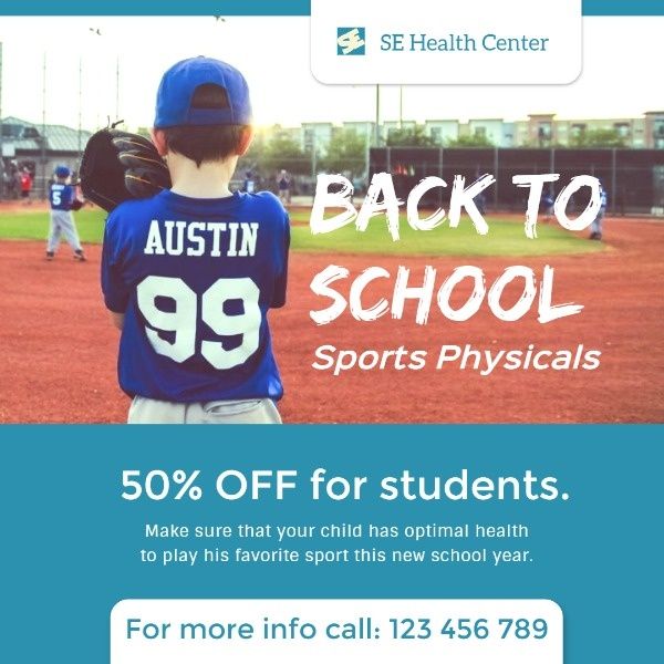 kids, exercise, sport, Student Back To School Physicals Instagram Post Template