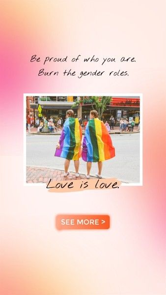 lgbt, gender, motto, Pink Orange Gradient Pride Month Love Quotes Instagram Story Template