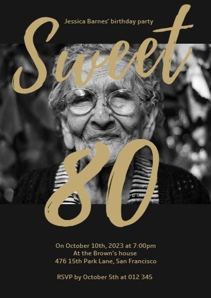 Sweet 80 Birthday Invitation Invitation