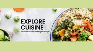 food, vegetable, broccoli, Green Explore Cuisine Youtube Channel Art Template