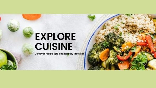 food, vegetable, broccoli, Green Explore Cuisine Youtube Channel Art Template