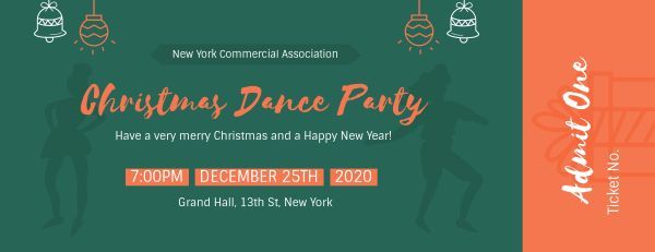 xmas, dancing, holiday, Christmas Dance Party Ticket Template