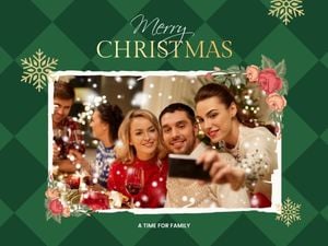 holiday, celebration, greeting, Green Christmas Family Photo Card Template