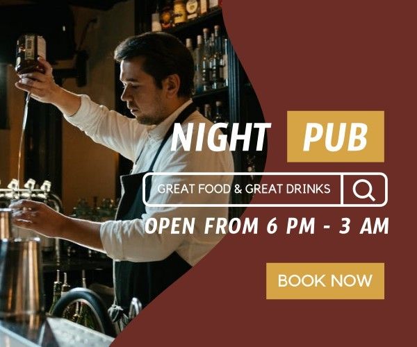 pub, wine, drinks, Brown Make A Reservation Large Rectangle Template