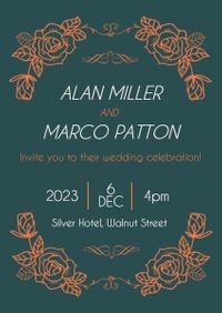 parties, party, event, Green Vintage Wedding Invite Invitation Template